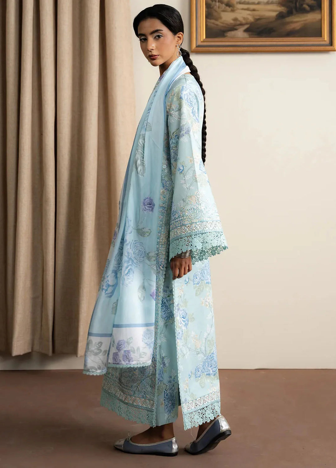 The Bare Minimum by Ayzel Embroidered Lawn Suit Unstitched 3 Piece AAF25BM D-02 Belle Frost - Summer Collection