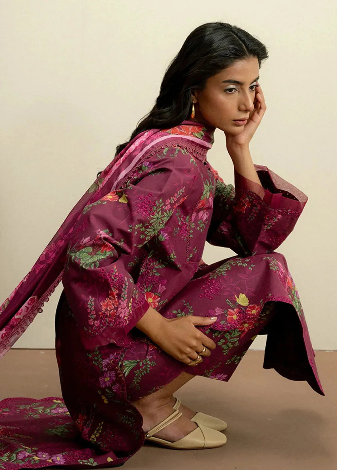 The Bare Minimum by Ayzel Embroidered Lawn Suit Unstitched 3 Piece AAF25BM D-03 Dew Petal - Summer Collection