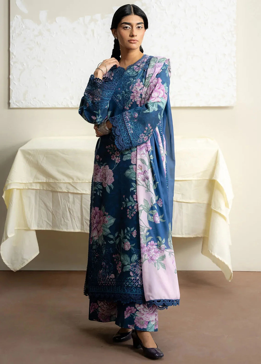 The Bare Minimum by Ayzel Embroidered Lawn Suit Unstitched 3 Piece AAF25BM D-04 Lush Petal - Summer Collection