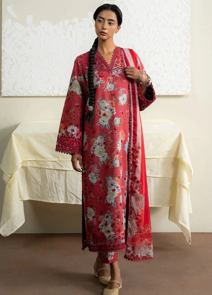 The Bare Minimum by Ayzel Embroidered Lawn Suit Unstitched 3 Piece AAF25BM D-07 Honey Rose - Summer Collection