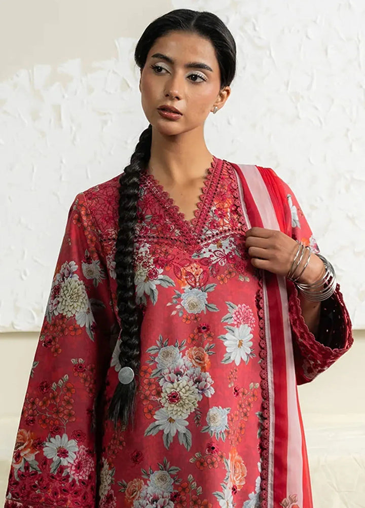 The Bare Minimum by Ayzel Embroidered Lawn Suit Unstitched 3 Piece AAF25BM D-07 Honey Rose - Summer Collection