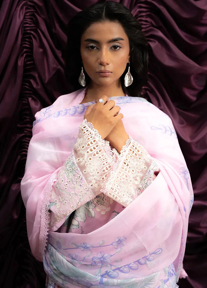 The Bare Minimum by Ayzel Embroidered Lawn Suit Unstitched 3 Piece AAF25BM D-12 Sky Flora - Summer Collection