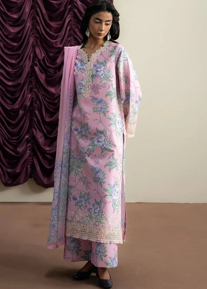 The Bare Minimum by Ayzel Embroidered Lawn Suit Unstitched 3 Piece AAF25BM D-12 Sky Flora - Summer Collection