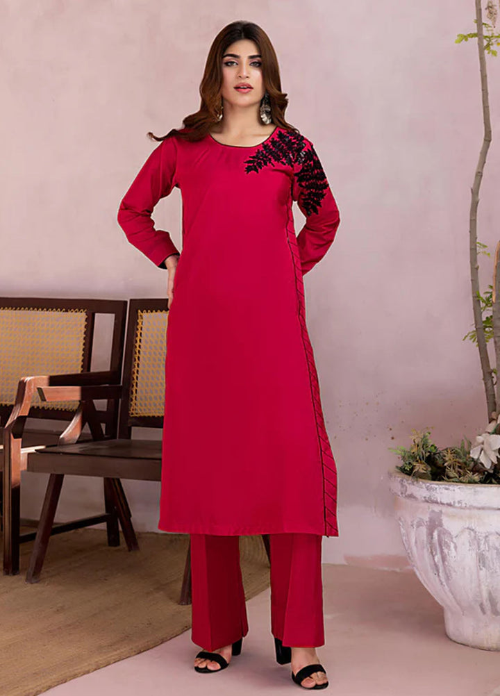 The Classic Fit by Cyanic Pret Embroidered Sheesha Silk 2 Piece Suit Flamingo