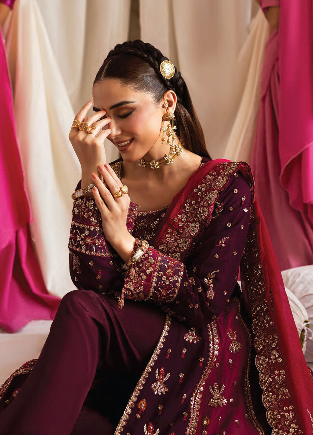 The Empress by Emaan Adeel Embroidered Chiffon Suits Unstitched 3 Piece EA25TE D-01 Avoria - Formals Collection