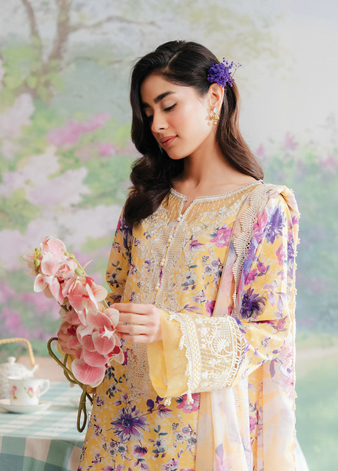 The Floral Charm By Afrozeh Embroidered Lawn Suits Unstitched 3 Piece AF24FC AL-24-V1-01 Tuscany - Summer Collection
