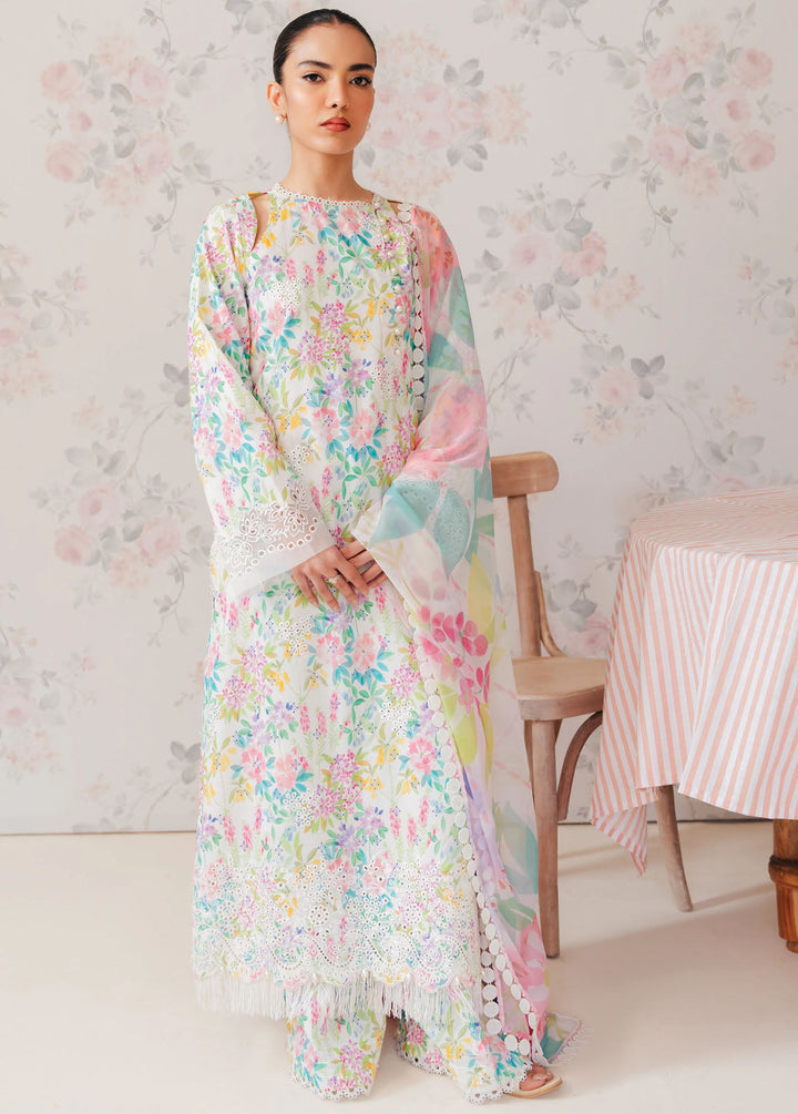 The Floral Charm By Afrozeh Embroidered Lawn Suits Unstitched 3 Piece AF24FC AL-24-V1-03 Vanilla - Summer Collection