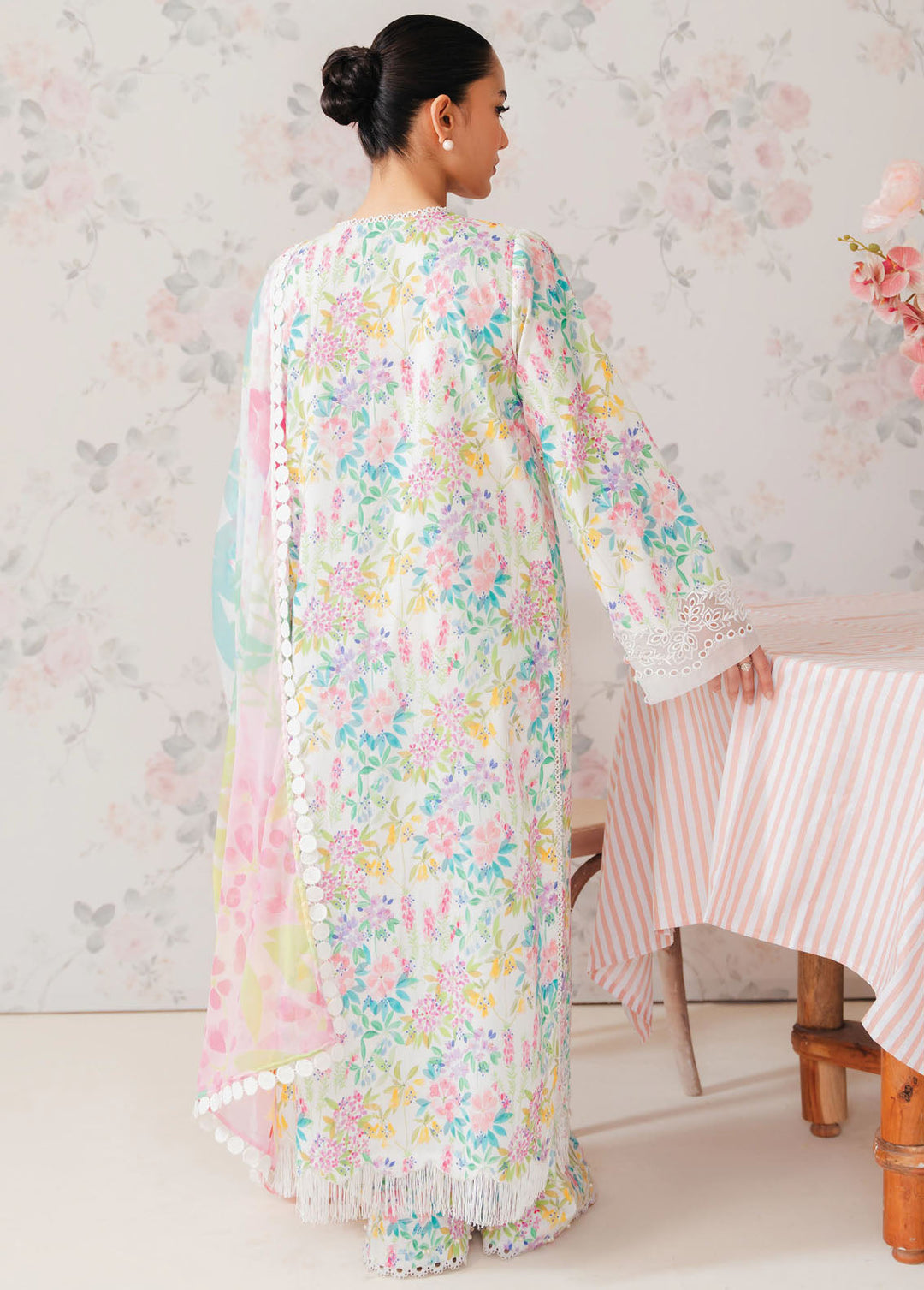 The Floral Charm By Afrozeh Embroidered Lawn Suits Unstitched 3 Piece AF24FC AL-24-V1-03 Vanilla - Summer Collection