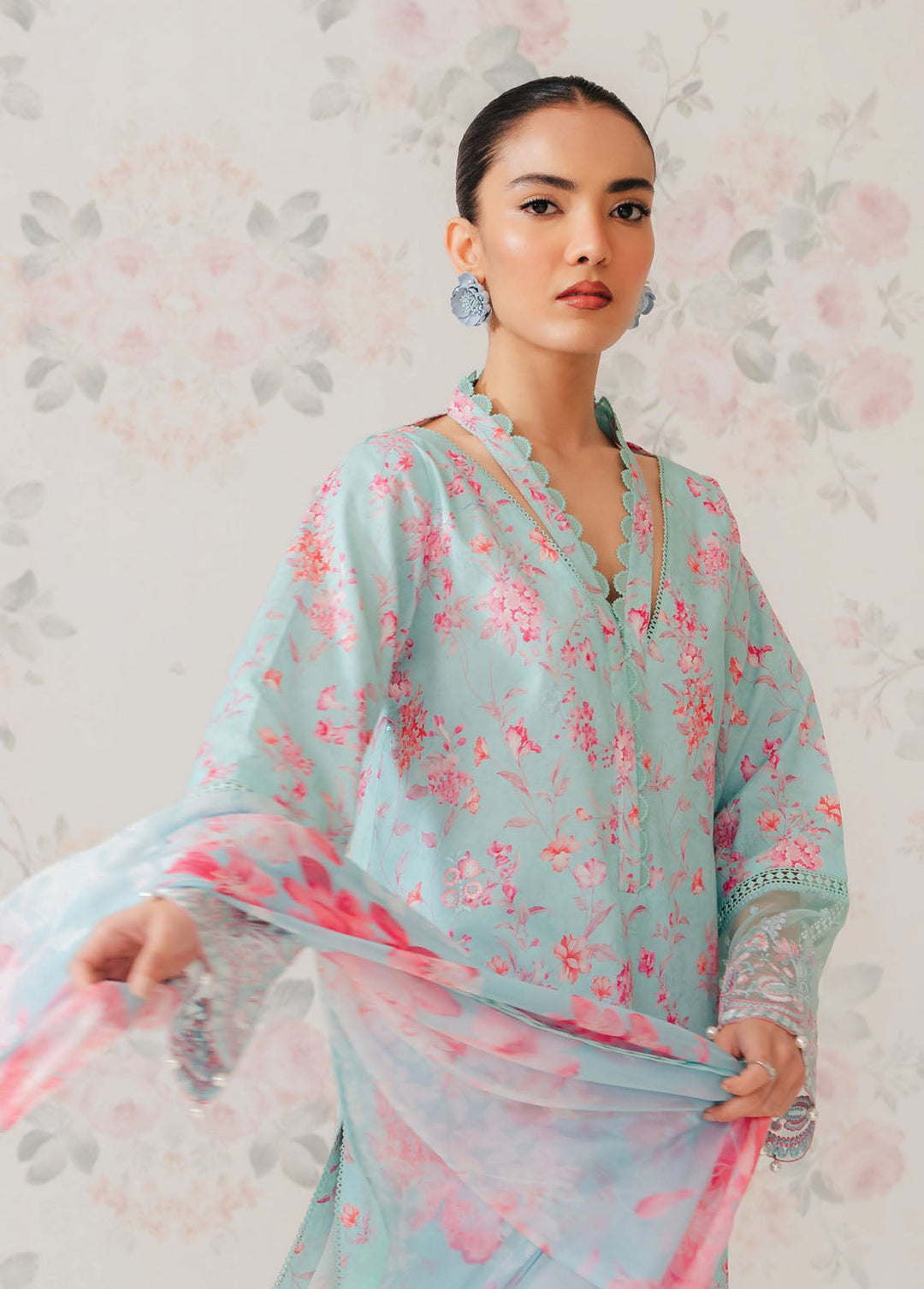 The Floral Charm By Afrozeh Embroidered Lawn Suits Unstitched 3 Piece AF24FC AL-24-V1-07 Bali - Summer Collection