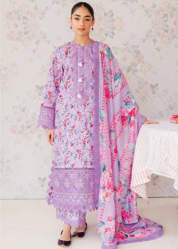 The Floral Charm By Afrozeh Embroidered Lawn Suits Unstitched 3 Piece AF24FC AL-24-V1-09 Orchid - Summer Collection