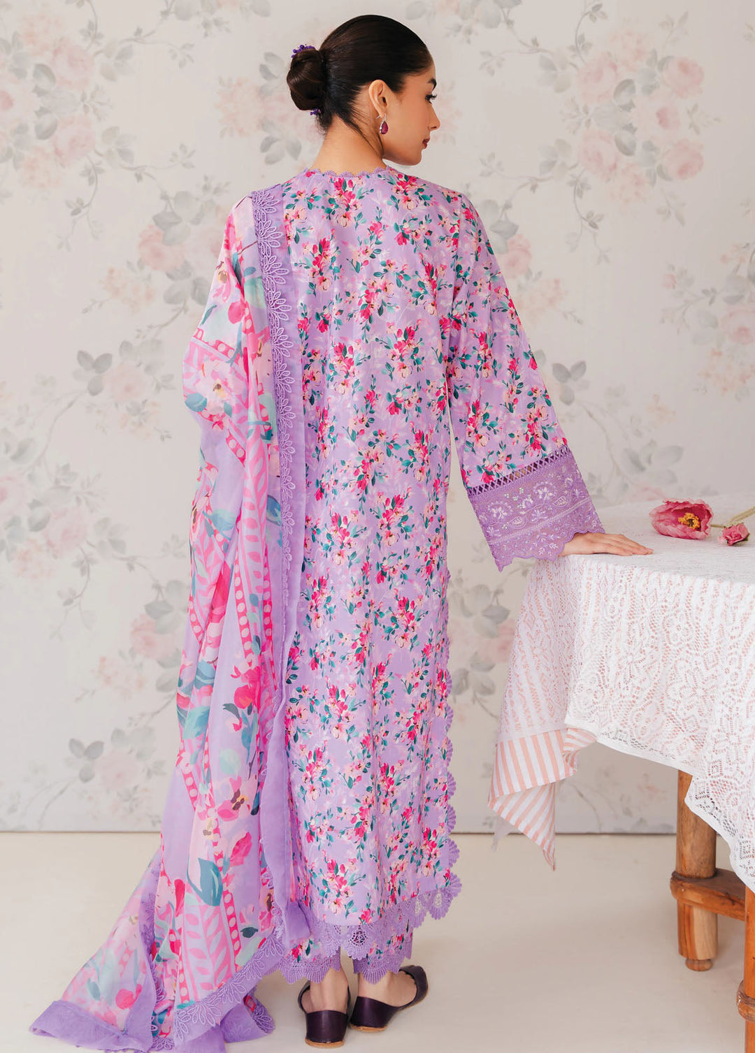 The Floral Charm By Afrozeh Embroidered Lawn Suits Unstitched 3 Piece AF24FC AL-24-V1-09 Orchid - Summer Collection