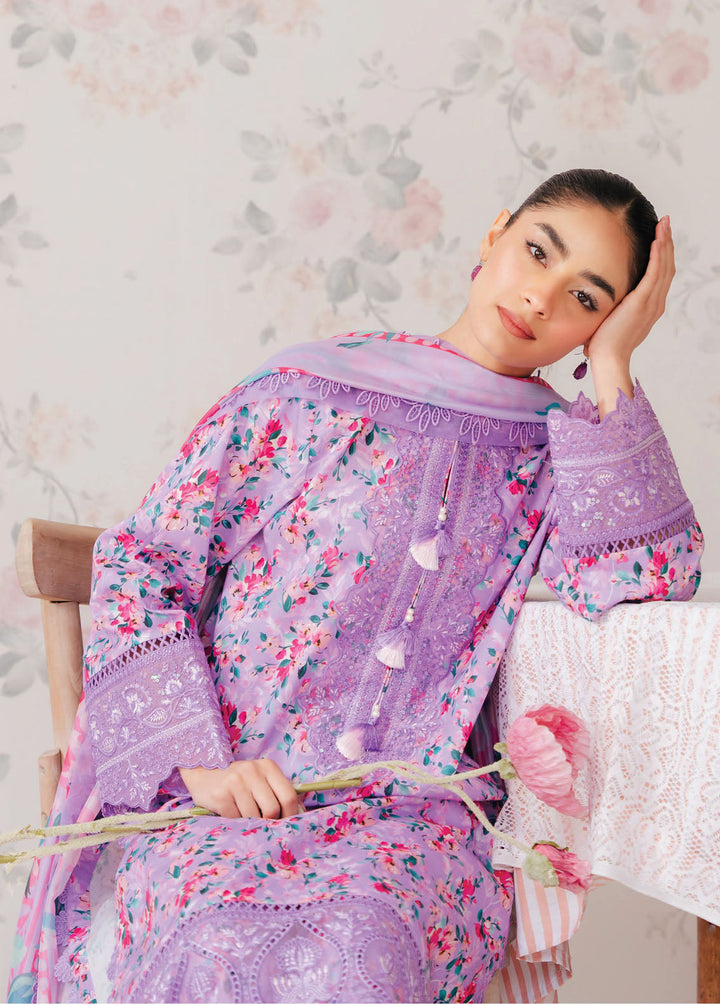 The Floral Charm By Afrozeh Embroidered Lawn Suits Unstitched 3 Piece AF24FC AL-24-V1-09 Orchid - Summer Collection