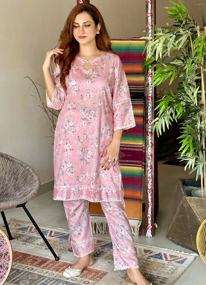 The Girl Store  Pret Casual   2 Piece Suit Flora Blush