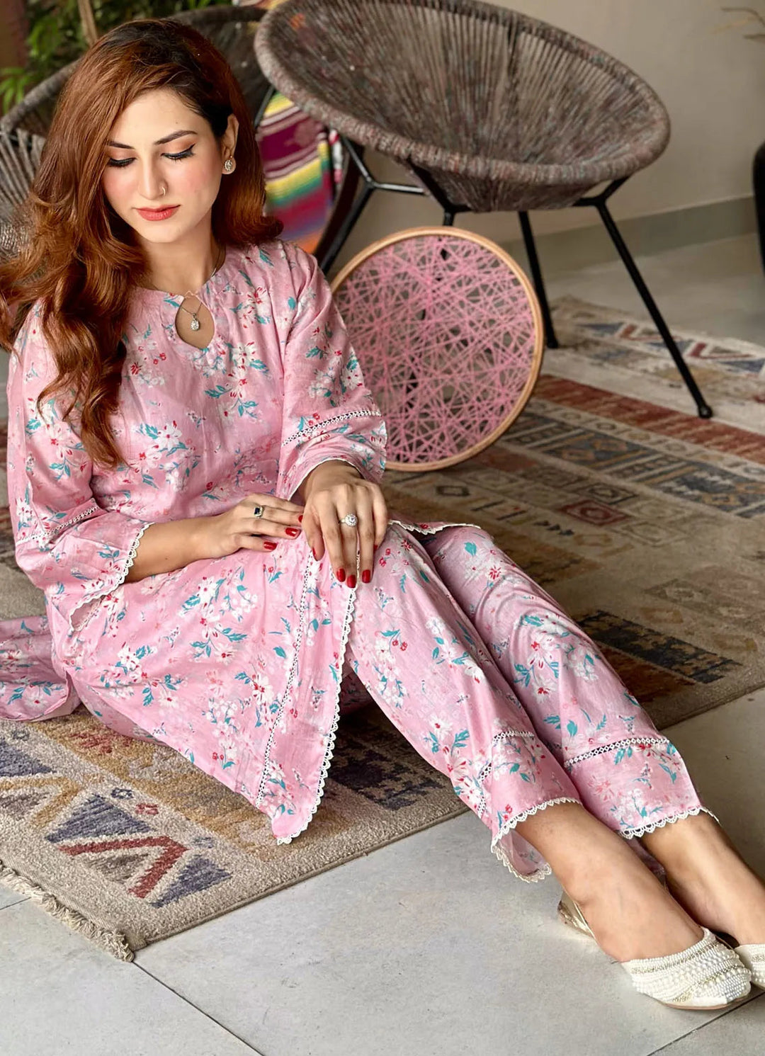 The Girl Store  Pret Casual   2 Piece Suit Flora Blush