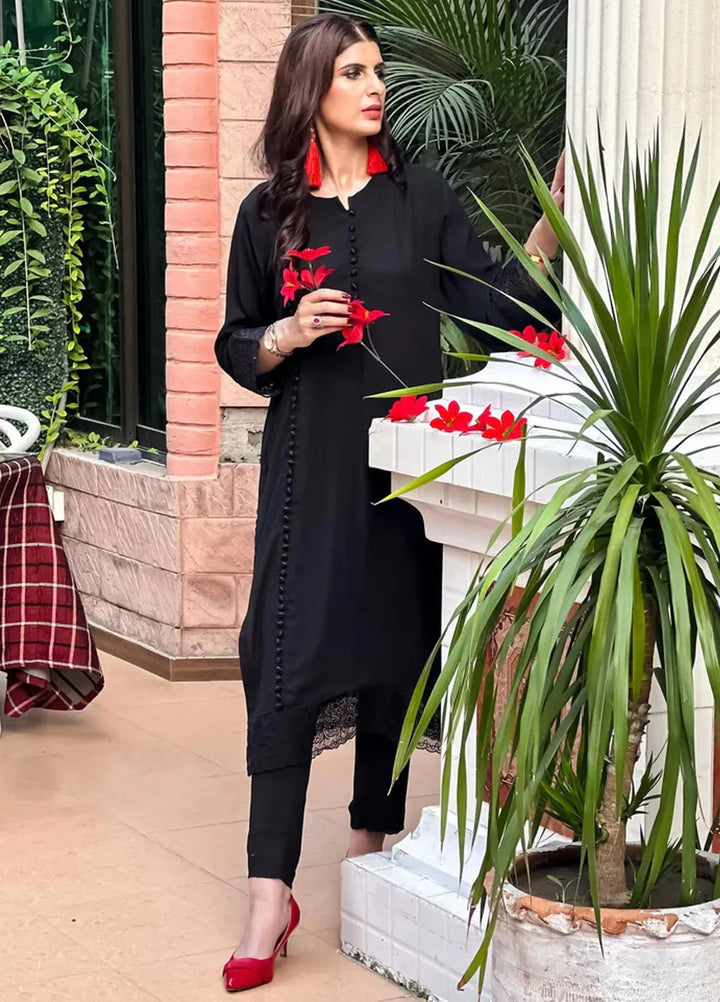 The Girl Store Pret Casual Georgette  2 Piece Suit Majestic Black