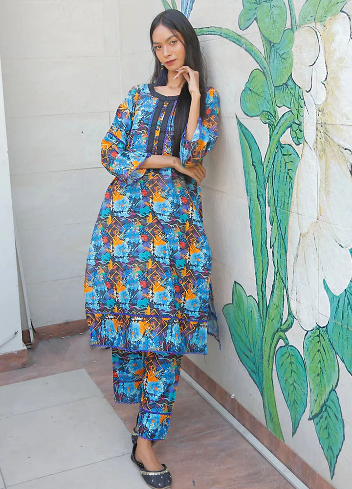 The Girl Store Pret Casual Lawn  2 Piece Suit Vibrancy Blue