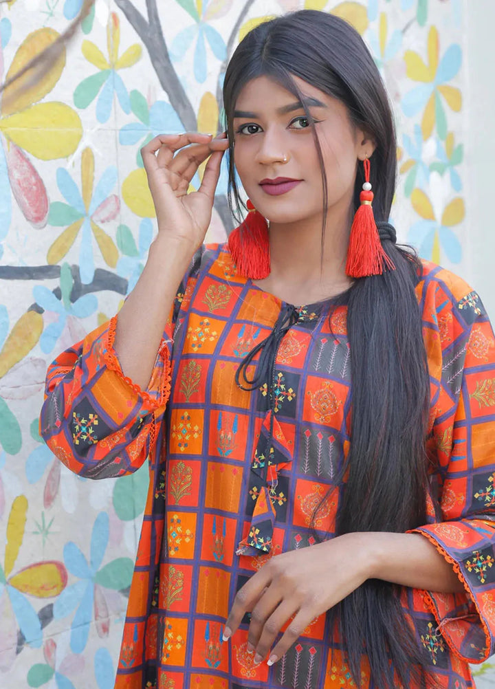 The Girl Store Pret Casual Lawn  2 Piece Suit Vibrancy Orange