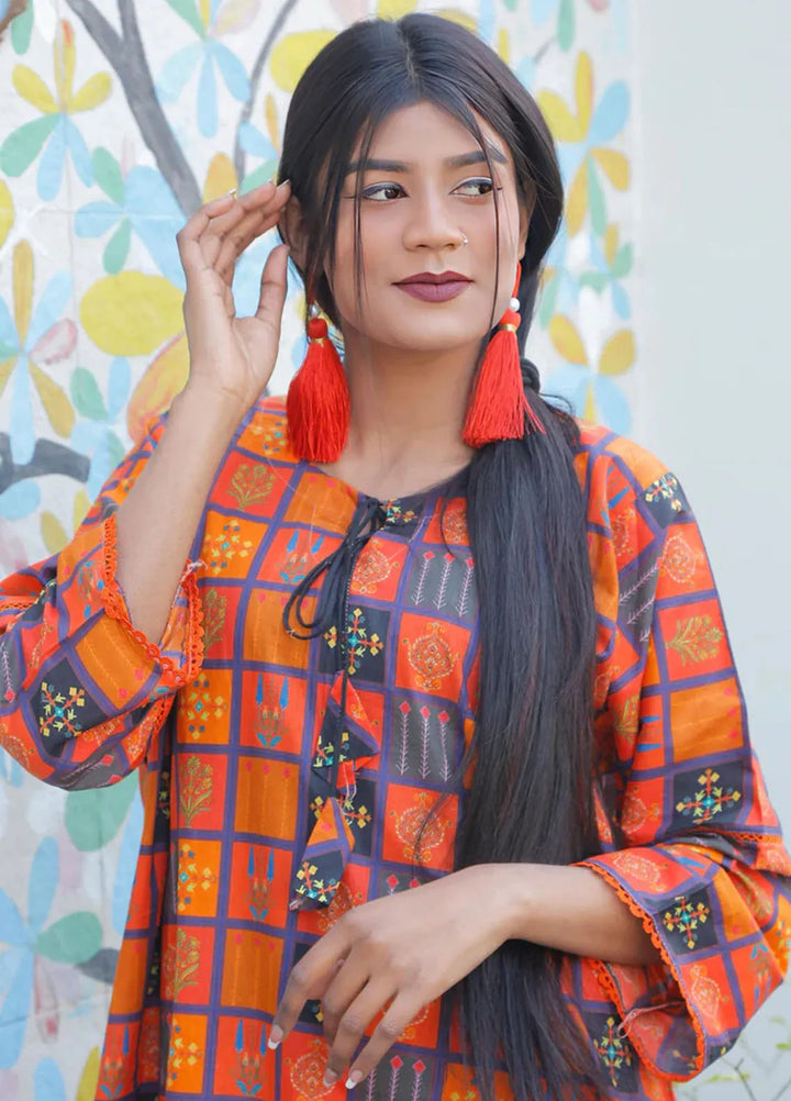 The Girl Store Pret Casual Lawn  2 Piece Suit Vibrancy Orange