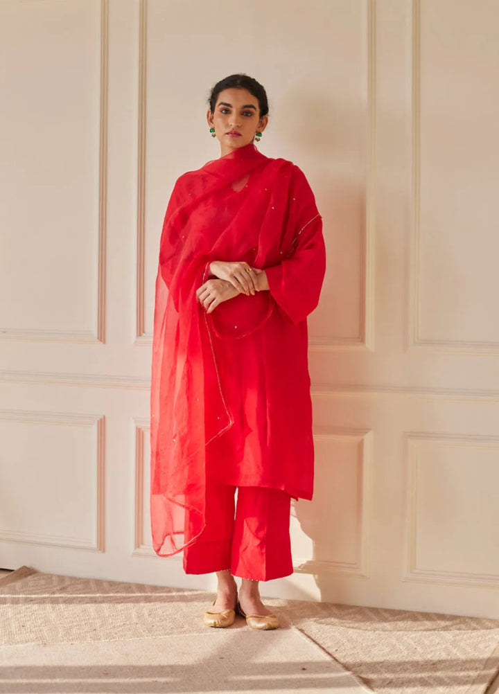 The Girl Store Pret Casual Khaddar 3 Piece Suit Crimson