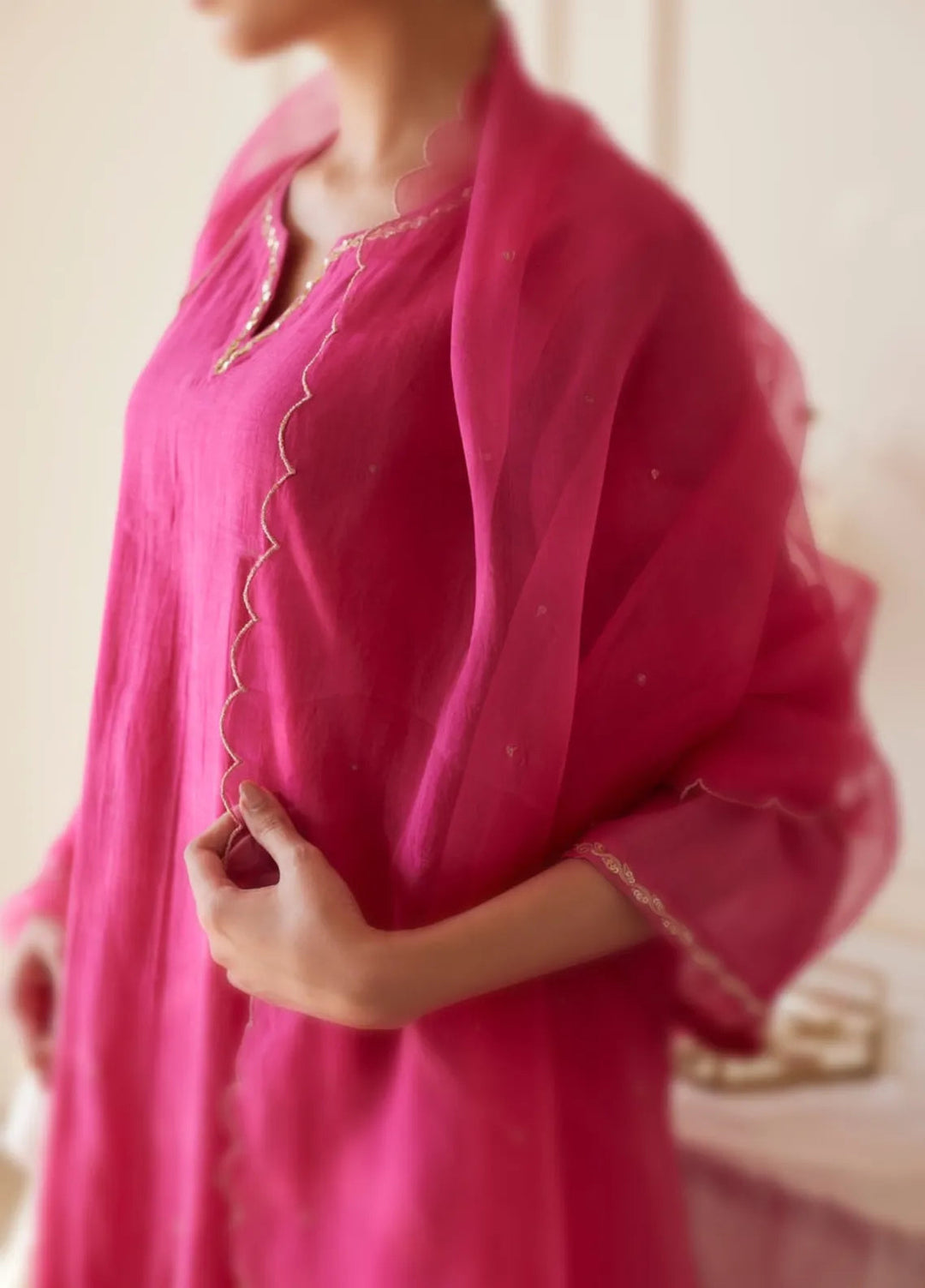 The Girl Store Pret Casual Khaddar 3 Piece Suit Fuchsia