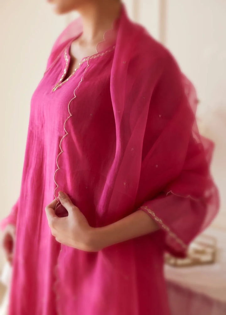 The Girl Store Pret Casual Khaddar 3 Piece Suit Fuchsia