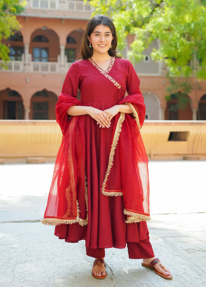 The Girls Store Pret Solid Silk 3 Piece Suit Scarlet