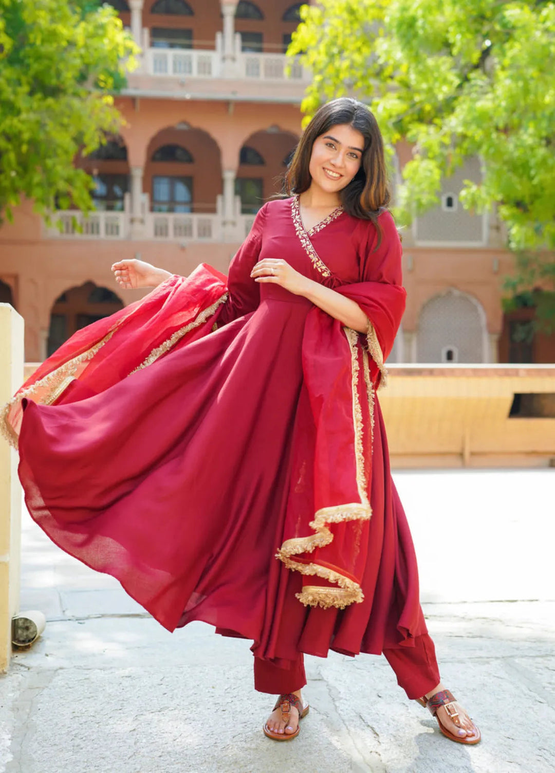 The Girls Store Pret Solid Silk 3 Piece Suit Scarlet