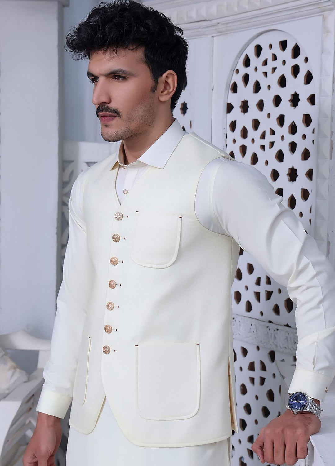 The Great Master (TGM) Suiting Festive Waistcoat for Men -  Butter Bean