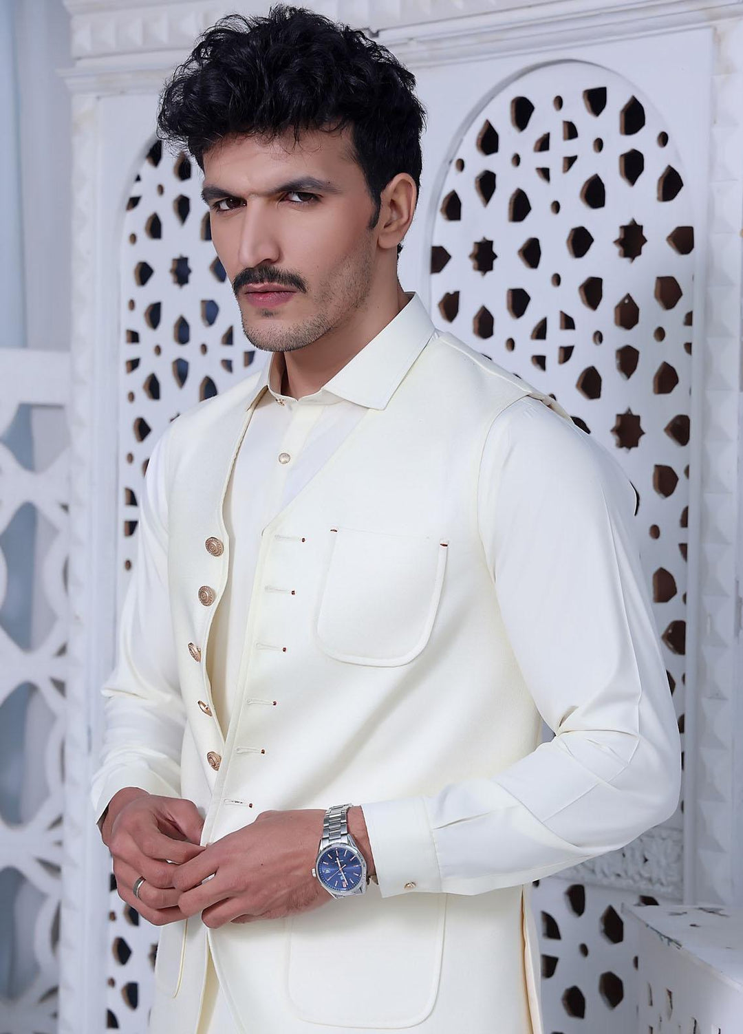 The Great Master (TGM) Suiting Festive Waistcoat for Men -  Butter Bean