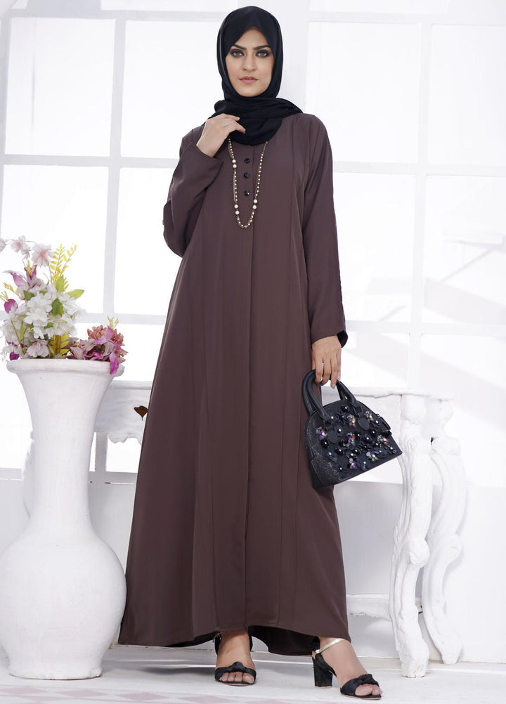 The Great Master (TGM) Front Open Nida Stitched Abaya TGM21A Havana