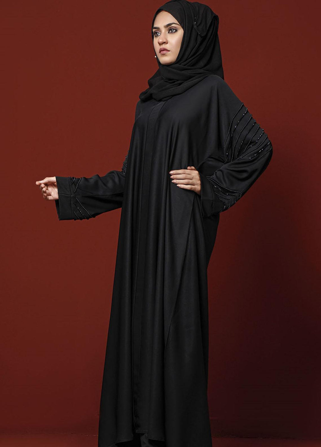 The Great Master (TGM) Front Open Nida Stitched Abaya TGM21A Khaleej e Saufeeya