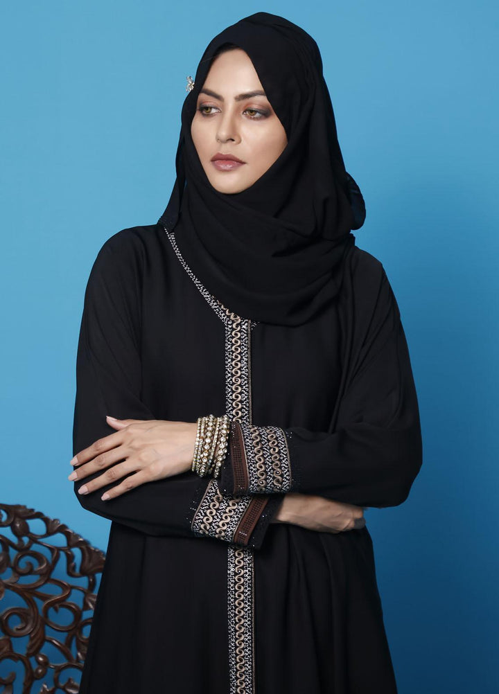 The Great Master (TGM) Front Open Nida Stitched Abaya TGM21A Shahnoor