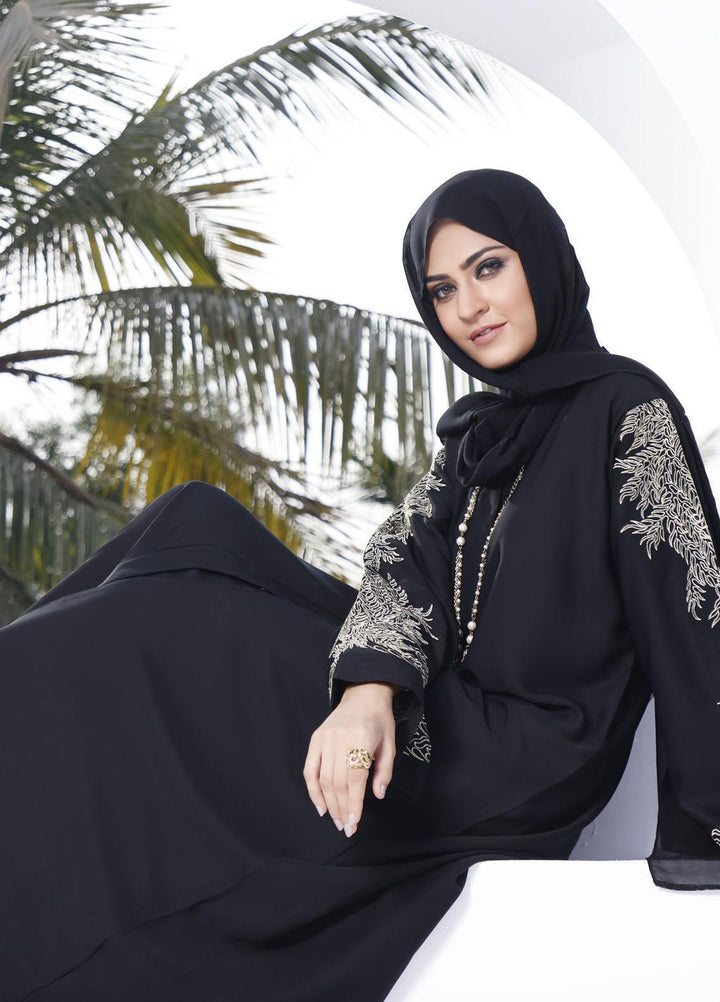 The Great Master (TGM) Front Open Nida Stitched Abaya TGM21A Hoor ul Ain