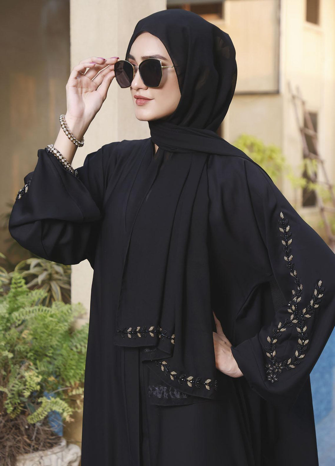 The Great Master (TGM) Front Open Nida Stitched Abaya TGM21A Muskaan e Bahaar