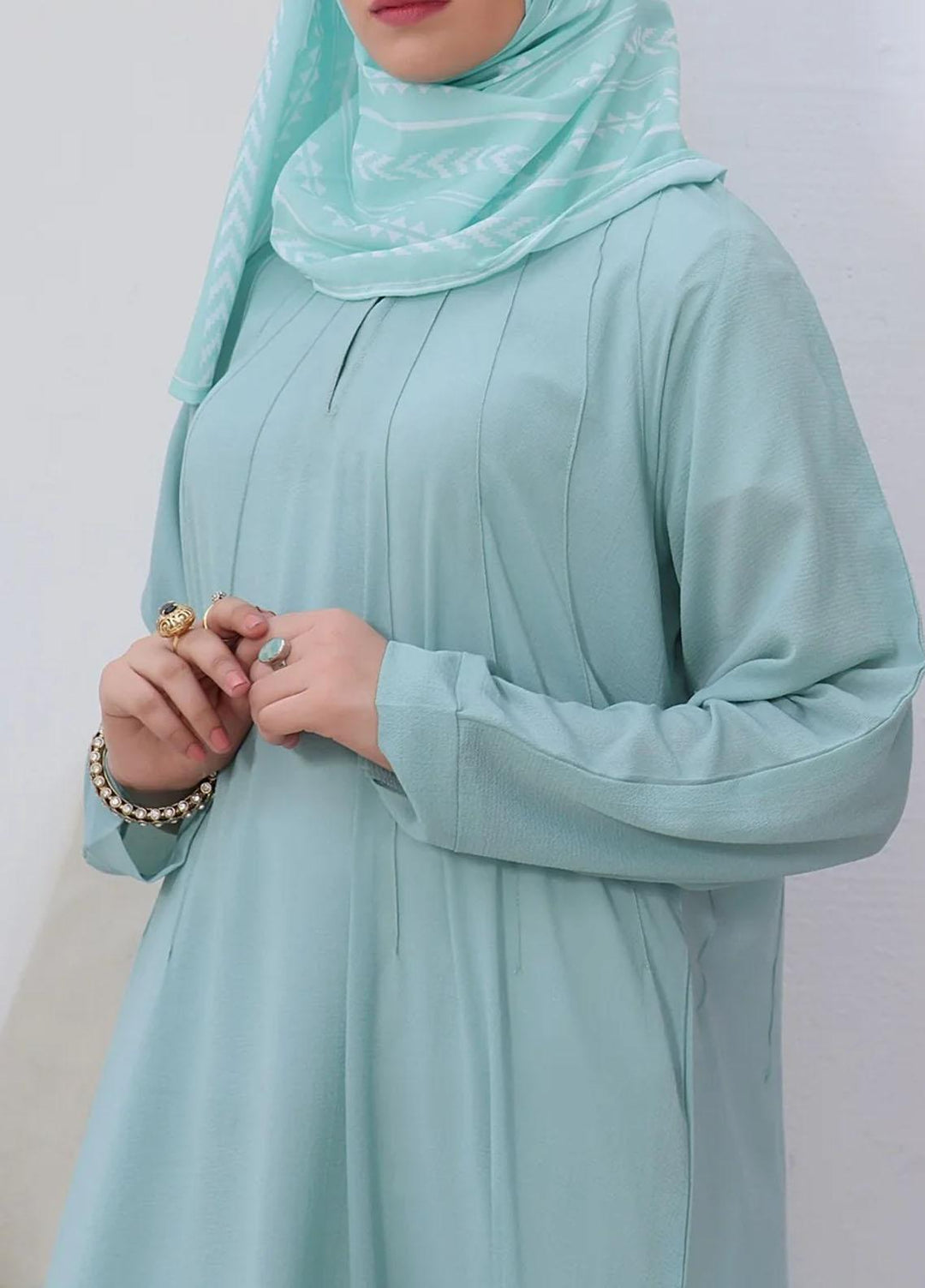 The Great Master (TGM)  Nida Front Closed Style Abaya Minty Breeze