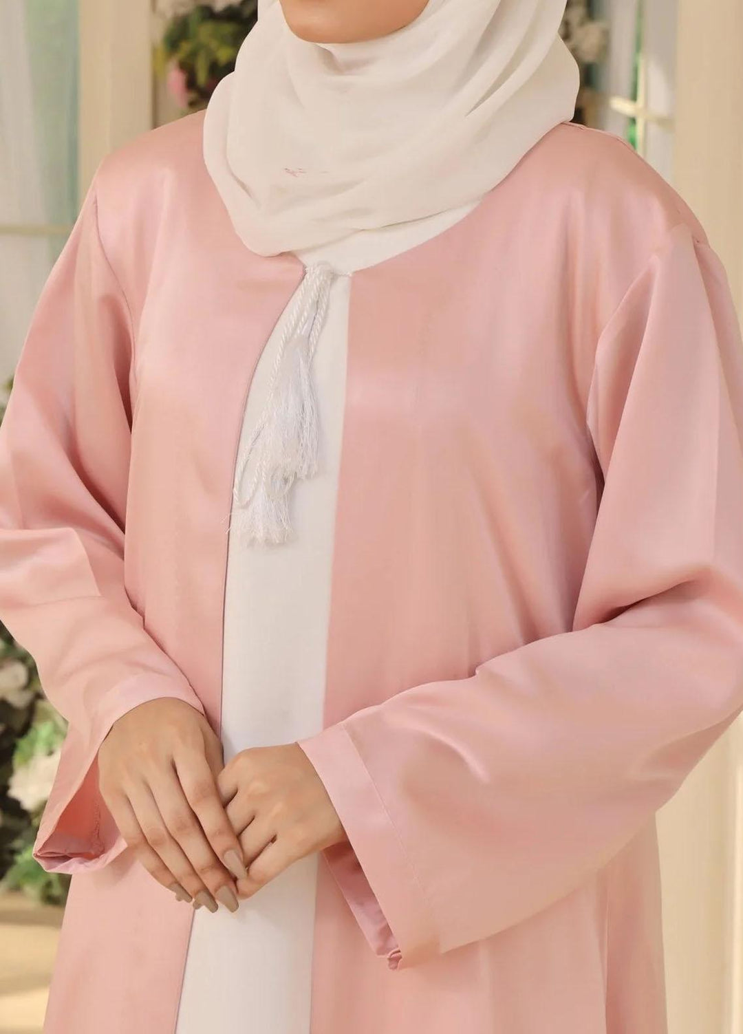 The Great Master (TGM)  Nida Front Open Style Abaya Pink Wonder