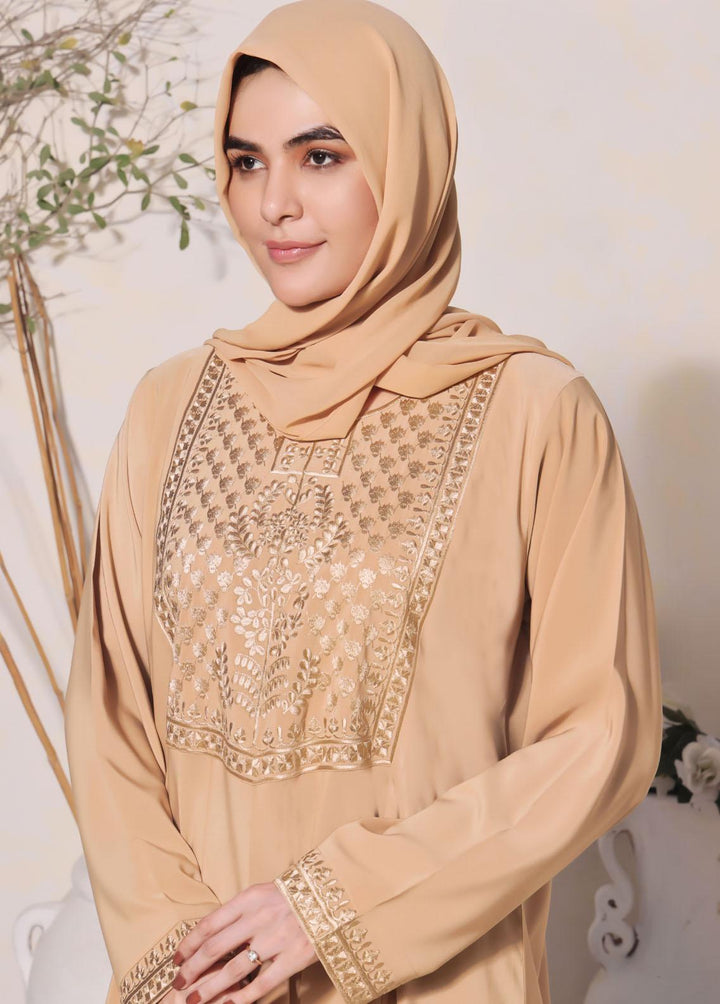 The Great Master (TGM)  Nida Front Open Style Abaya Biscuit Blush