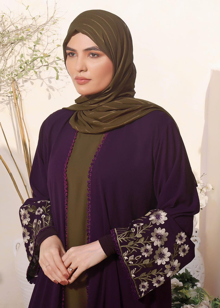 The Great Master (TGM)  Nida Front Open Style Abaya Orchid Sage