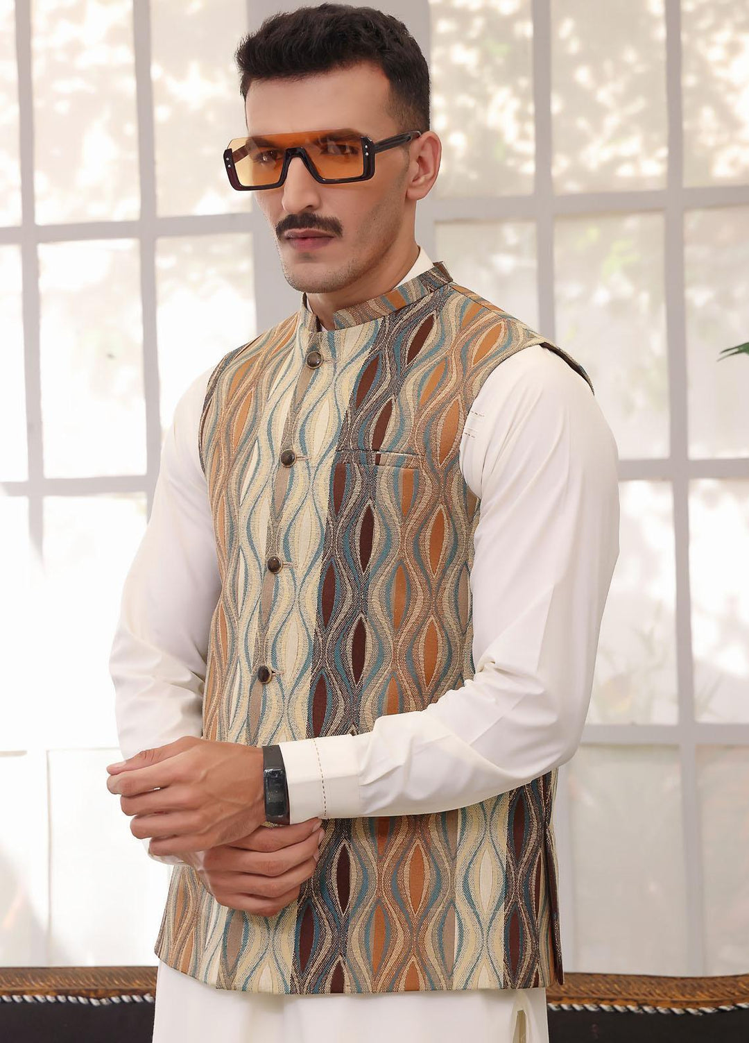 The Great Master (TGM) Jude Formal Waistcoat for Men -  TGM22MW Hazel Wood
