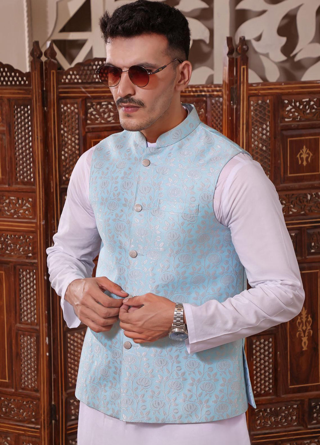 The Great Master (TGM) Atlas Festive Waistcoat for Men -  TGM22MW Summer Sky