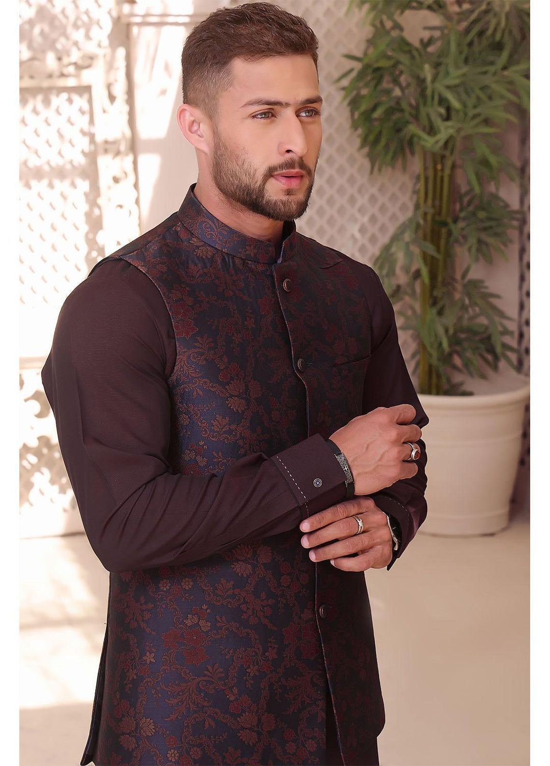 The Great Master (TGM) Atlas Festive Waistcoat for Men -  Old Roseleaf