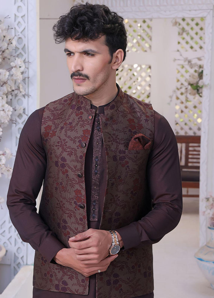 The Great Master (TGM) Atlas Festive Waistcoat for Men -  Red Roan