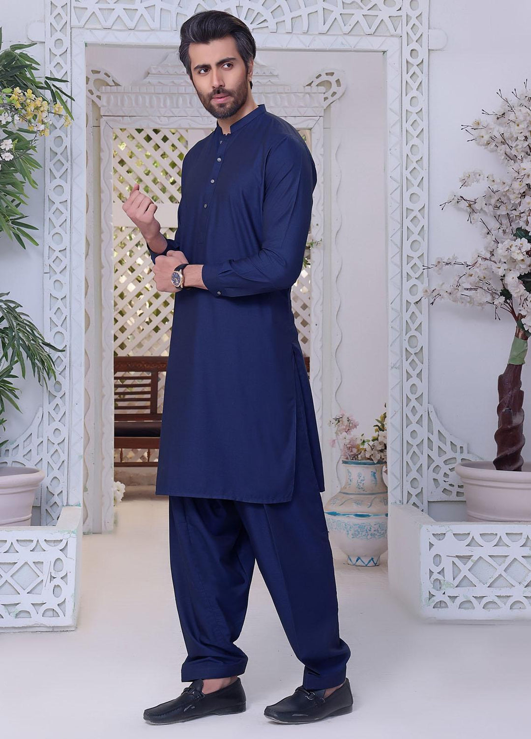 The Great Master (TGM) Wash N Wear Festive Waistcoat 3 Piece Suit for Men -  Blue Munsell