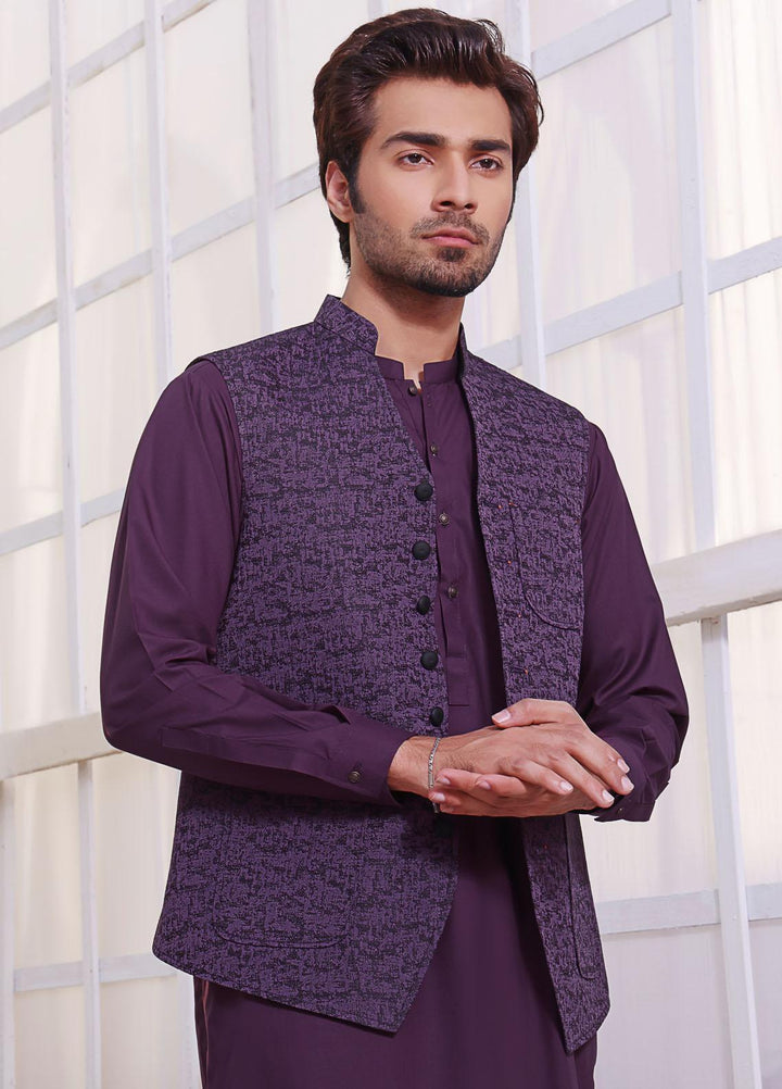 The Great Master (TGM) Wash N Wear Festive Waistcoat 3 Piece Suit for Men -  Orchid Berry