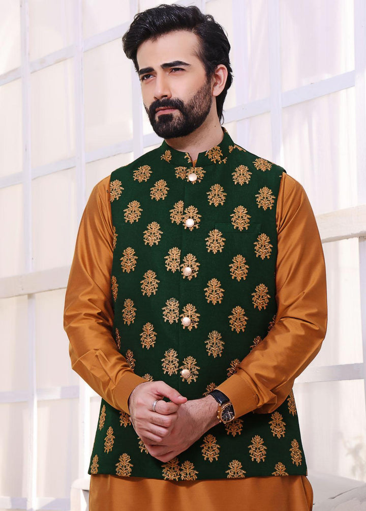 The Great Master (TGM) Raw Silk Formal Men 3 Piece -  Green Woodland