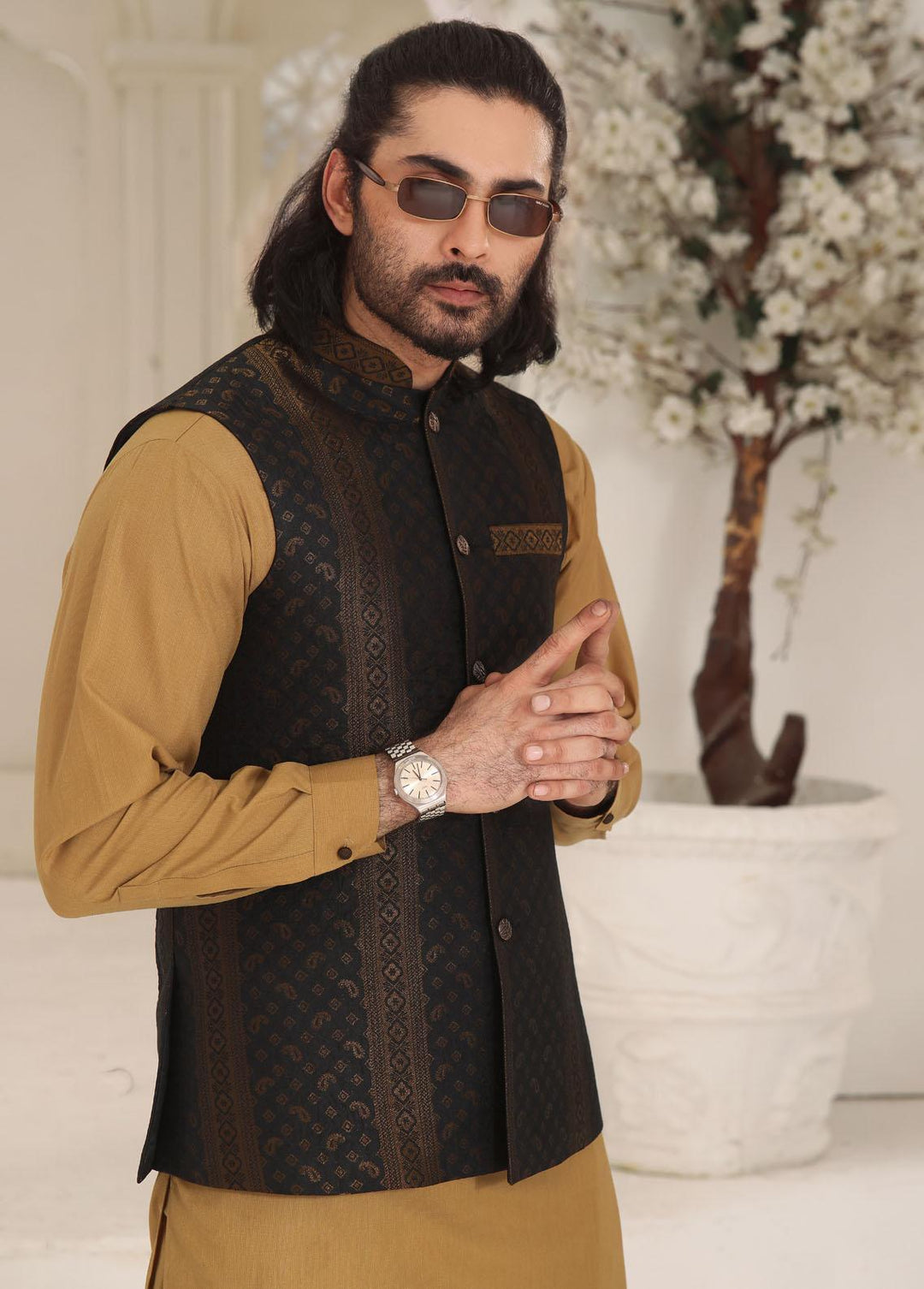 The Great Master (TGM) Jamawar Formal Men 3 Piece Suit -  Mossy Mocha