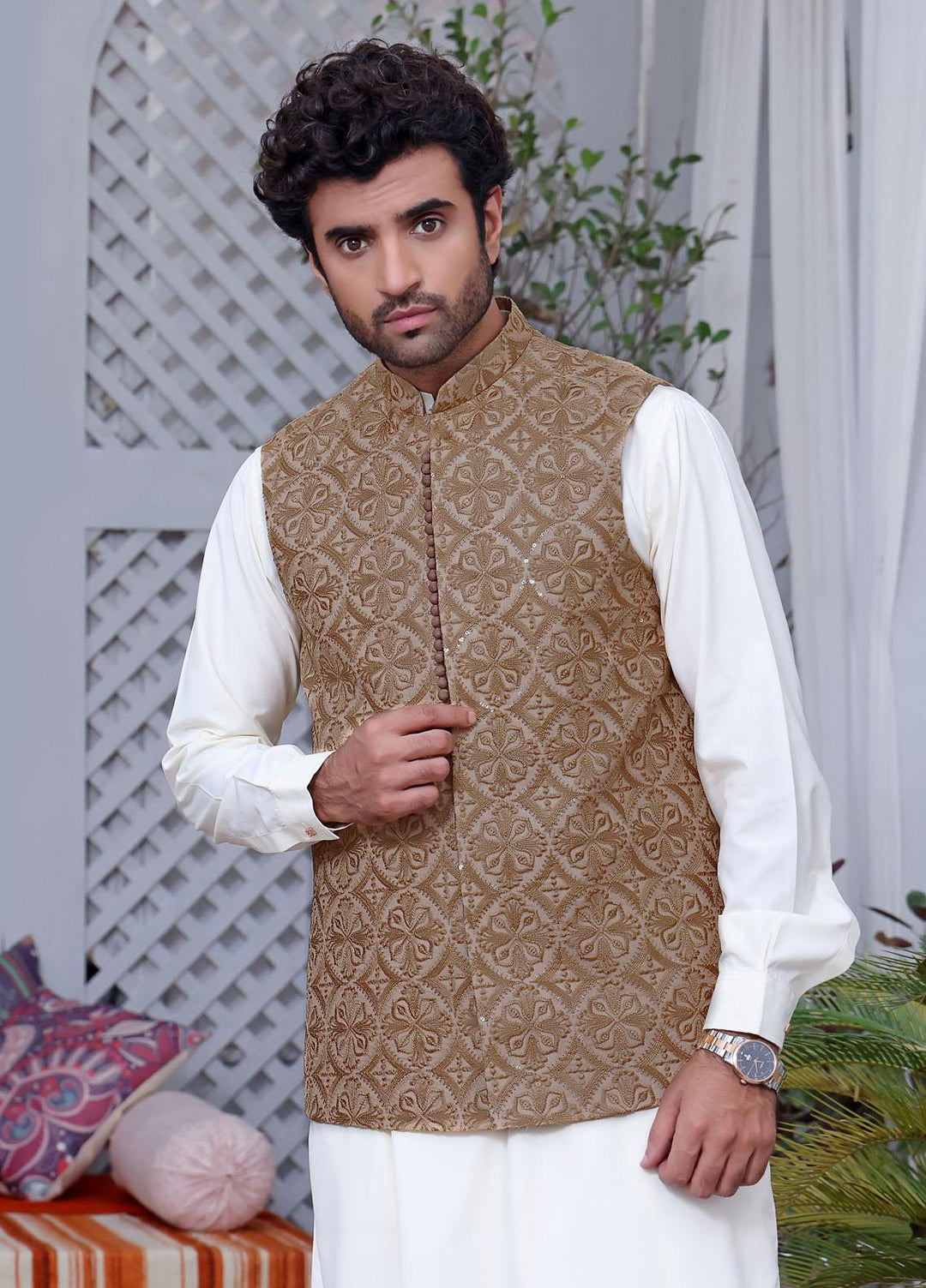 The Great Master (TGM) Missouri Festive Waistcoat for Men -  Vienna Smoke