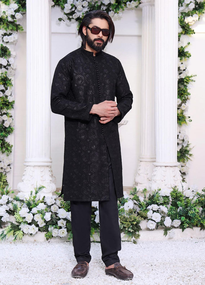 The Great Master (TGM) Banarsi Formal Kurta Pajama for Men -  Black Swan