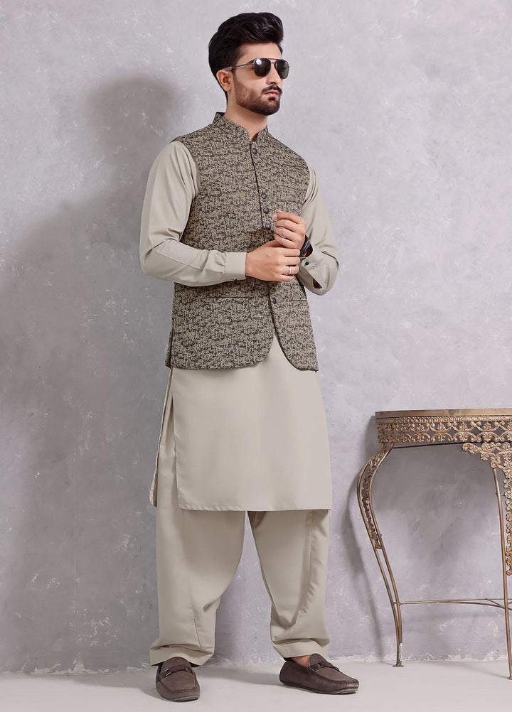 The Great Master (TGM) Wash N Wear Formal Men Kameez Shalwar with Waistcoat -  TGM22MS Iceberg