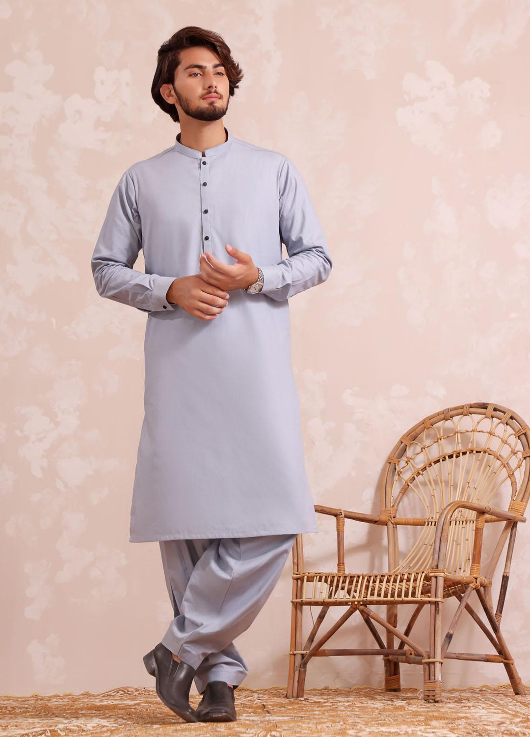 The Great Master (TGM) Wash N Wear Formal Kameez Shalwar with Waistcoat for Men -  TGM22MS Pearl Gray